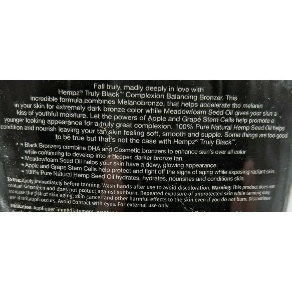 HEMPZ Truly BLACK Bronzer Complexion Balancing Tanning Lotion 13.5 fl oz